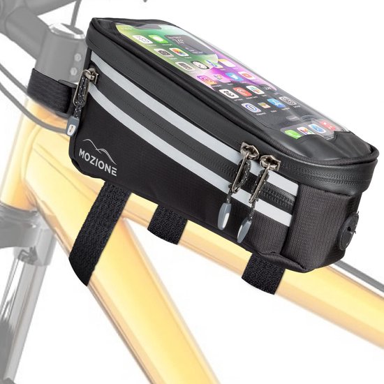Frametas Fiets Waterdicht (1,5L) - Bovenbuistas met gsm-houder voor smartphones tot 6,7 inch - Fietstas frame, gsm-tas fiets van Merkloos