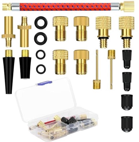 Franse Ventieladapters Set voor Fietspompen en Compressoren - 21 Stuks