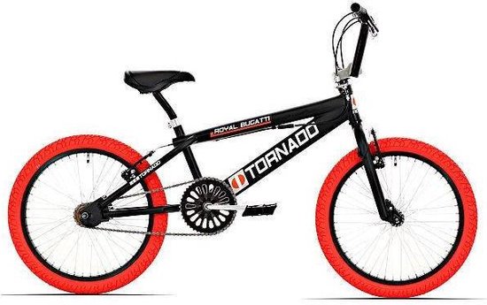 Freestyle BMX 20" Royal-Bugatti  - mat zwart met rode banden van Bugatti