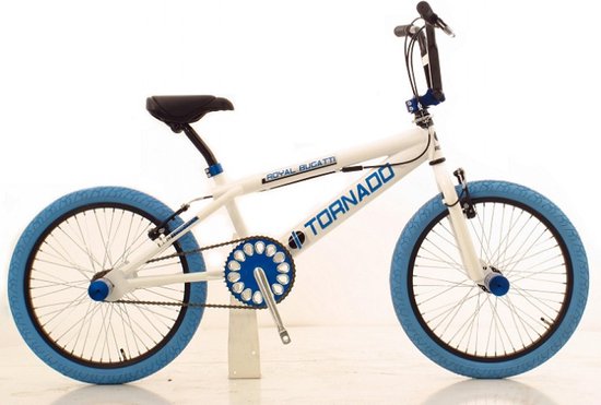 Freestyle BMX 20" Royal-Bugatti  - wit met blauwe banden van Aurelia