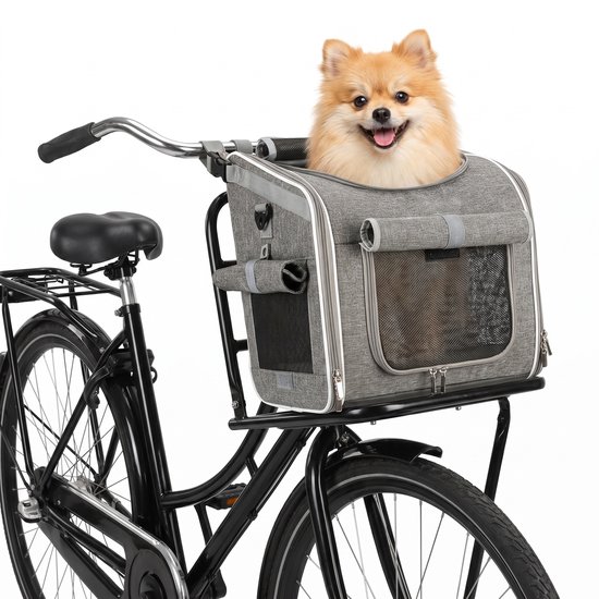 Furron Fietsmand Hond - Fietsmand Hond Voorop - Hondenfietsmand - Autostoel Hond - Kleine Hond max 8 kg - Draagzak Hond