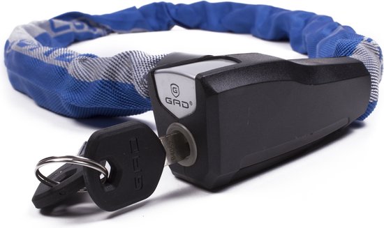 GAD Professioneel kettingslot - gehard staal - SuperSafe cilinder - 110 cm - blauw van GAD