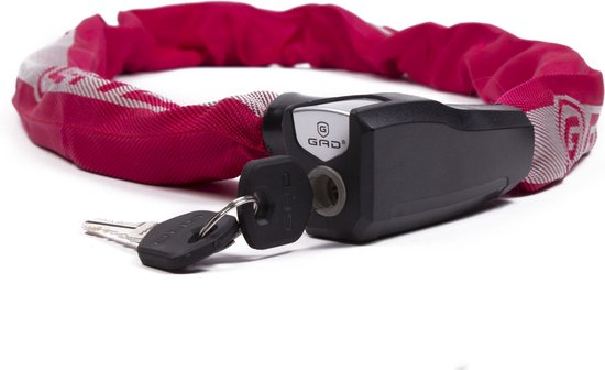 GAD Sterk kettingslot - gehard staal - SuperSafe cilinder - 110 cm - rood van GAD