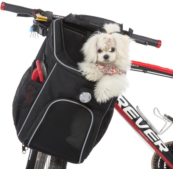 Gadgetzan® Opvouwbare Huisdieren Fietsmand & Rugzak – LED Reflector Lamp - Polyester Reistas voor Hond en Kat – Voor Fietsen en Outdoor Gebruik - Zwart