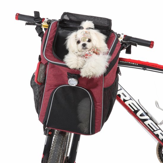 Gadgetzan® Opvouwbare Huisdieren Fietsmand & Rugzak – Polyester Reistas voor Hond en Kat – Voor Fietsen en Outdoor Gebruik - Bordeauxrood