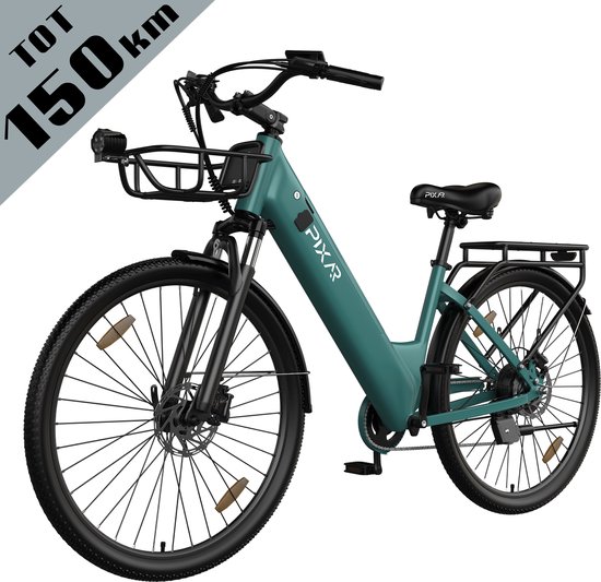 Galaxy C1 Pro Elektrische Stadsfiets 28 Inch - Tot 150 km Bereik - 36V 18Ah EVE Accu - Hydraulische Schijfremmen- 250W Motor - Shimano 7 Versnellingen - Voorvorkvering - Inclusief Mand en Telefoonhouder-Blauw van galaxy