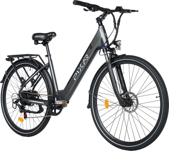 Galaxy City1 E-bike 700x40C - Lichtgewicht Aluminium Frame - 36V 10.4Ah EVE Accu - 250W Motor - Tot 45 km Bereik - Mechanische Schijfremmen - Shimano 7 Versnellingen - Voorvorkvering - LCD Display-Zilver