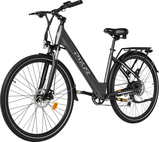 Galaxy City1 Elektrische Stadsfiets 700x40C - Lichtgewicht Frame - 36V 10.4Ah EVE Accu - 250W Motor - Tot 45 km Bereik - Mechanische Schijfremmen- Shimano 7-Speed - Voor- en Achterlicht - Achterdrager-zwart