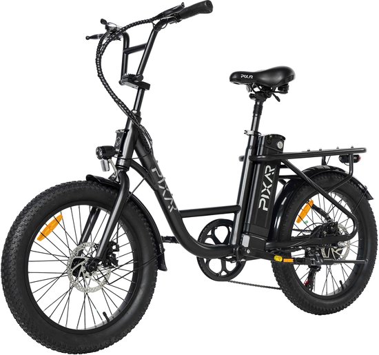 Galaxy Fun 20 inch fat tire elektrische fiets – 36V 250W motor – 36V 10,4Ah EVE accu – Shimano 7 versnellingen – schijfremmen – voorvorkvering – actieradius 50 km – maximale snelheid 25 km/u – met voor- en achterlichten – draagvermogen 120 kg-Zilver