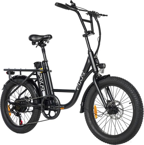 Galaxy Fun 20 inch fat tire elektrische fiets – 36V 250W motor – 36V 10,4Ah EVE accu – Shimano 7 versnellingen – schijfremmen – voorvorkvering – actieradius 50 km – maximale snelheid 25 km/u – met voor- en achterlichten – draagvermogen 120 kg-zwart