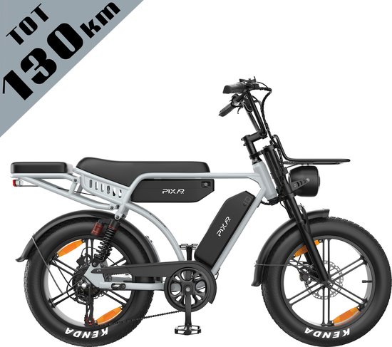 Galaxy M9 Elektrische Fatbike 20 x 4.0 Inch - Tot 130 km Bereik - Dubbele 35Ah EVE Accu - 250W Motor - Shimano 7 Versnellingen - Hydraulische Schijfremmen - Voor- en Achtervering - LCD Display met NFC-Grijs