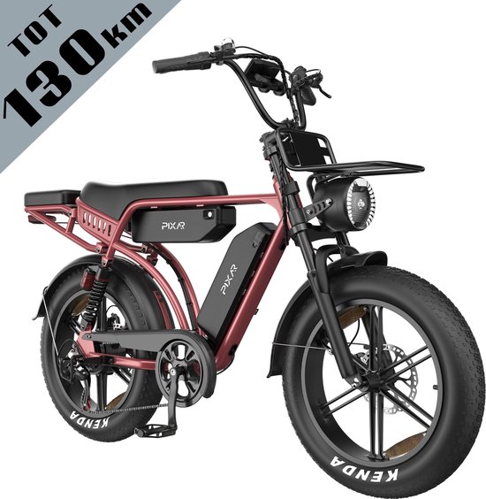 Galaxy M9 Elektrische Fatbike 20 x 4.0 Inch - Tot 130 km Bereik - Dubbele 35Ah EVE Accu - 250W Motor - Shimano 7 Versnellingen - Hydraulische Schijfremmen - Voor- en Achtervering - LCD Display met NFC-Roze