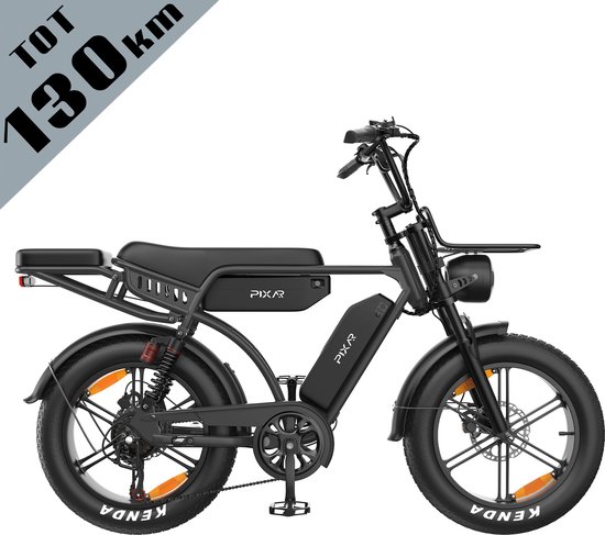 Galaxy M9 Elektrische Fatbike 20 x 4.0 Inch - Tot 130 km Bereik - Dubbele 35Ah EVE Accu - 250W Motor - Shimano 7 Versnellingen - Hydraulische Schijfremmen - Voor- en Achtervering - LCD Display met NFC-zwart