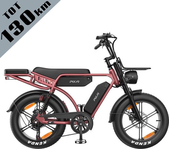 Galaxy M9 Elektrische Fiets 20 Inch Fatbike - Dubbele 35Ah EVE Accu - Tot 130 km Bereik - 250W Motor - Hydraulische Schijfremmen - Shimano 7 Versnellingen - LCD Display met NFC-Roze
