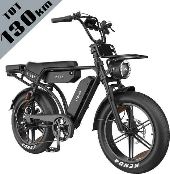 Galaxy M9 Elektrische Fiets 20 Inch Fatbike - Dubbele 35Ah EVE Accu - Tot 130 km Bereik - 250W Motor - Hydraulische Schijfremmen - Shimano 7 Versnellingen - LCD Display met NFC-zwart