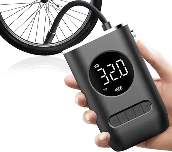 Garpex® Elektrische fietspomp - Scooter Motor Auto - Draagbare luchtcompressor bandenpomp - Tot wel 10.3 bar - USB oplaadbaar