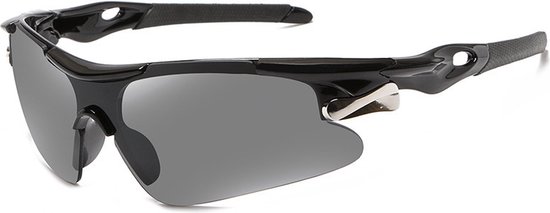 Garpex® Fietsbril - Sportbril - Gepolariseerde Zonnebril - Zonnebril - Racefiets - Mountainbike - Motor - Zwart Frame Grijze Lens