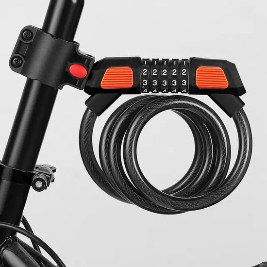 Garpex® Fietsslot Cijferslot - Cijfer Slot Fiets of Electrische Step - Kabelslot Hangslot - Zwart met Beugelbevestiging van Garpex