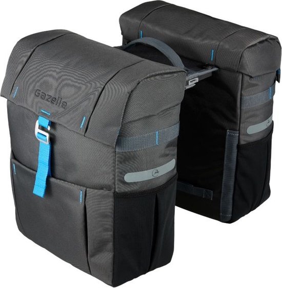 Gazelle dubbele fietstas Antraciet/blauw van Merkloos