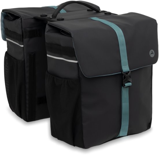 Gazelle Dubbele Fietstas - Met Mik Adapter - Zwart / Groen - 39 Liter van Merkloos