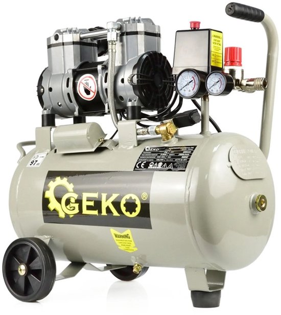 GEKO Olievrije luchtcompressor - 24L - 980W - Mobiel en onderhoudsarm