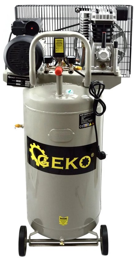GEKO Verticale luchtcompressor - 100L - Oliegesmeerd - 8 bar - 390 L/min