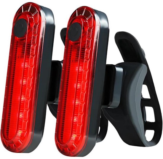 GELLDG 2 stuks fietsverlichting - Krachtig fietsachterlicht - Achterlicht voor de fiets - USB-C oplaadbaar - Krachtige LED-fietslamp - 5 standen - Waterdichte LED-lamp - Geschikt voor fietsen, wielrenners en mountainbikes