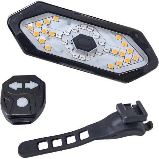 GELLDG Fietsachterlicht - met richtingaanwijzers en afstandsbediening - 5 LED-standen - waterdicht - USB-opladen - geïntegreerde claxon - richtingaanwijzers - compatibel met stuur, helm en bagagedrager