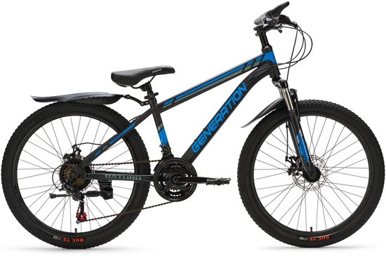 Generation Baturo mountainbike 24 inch - Blauw - Spatborden van Statief