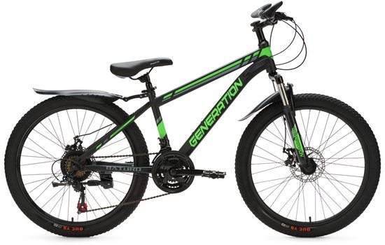 Generation Baturo mountainbike 24 inch - Groen - Spatborden van Generation