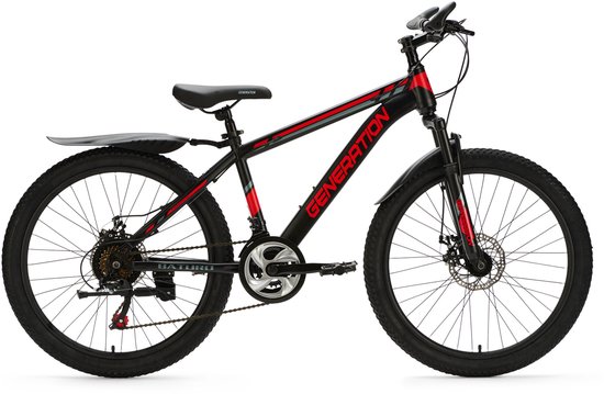 Generation Baturo mountainbike 24 inch - Rood - Spatborden van Merkloos