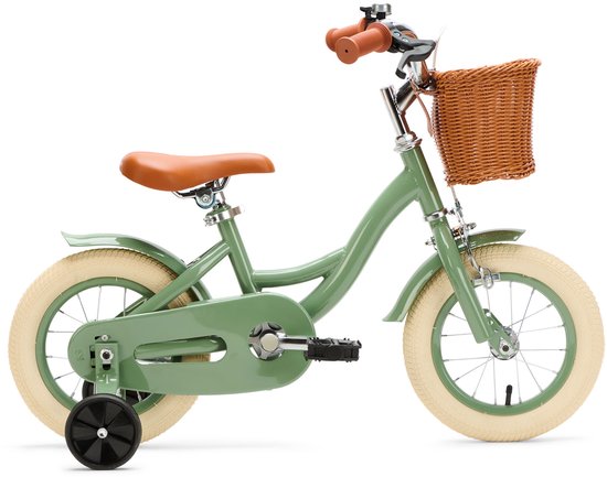 Generation Blanco 12 Inch Olijfgroen – Kinderfiets met Mandje - Fiets voor kinderen van 2 tot 4 jaar van Merkloos