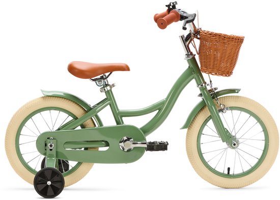 Generation Blanco 14 inch Olijfgroen - Kinderfiets met mandje