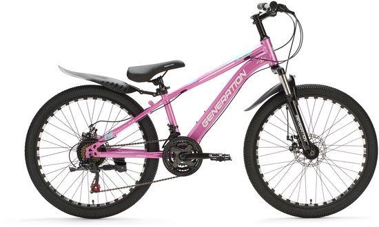Generation M-760 mountainbike 24 inch – Roze met spatborden