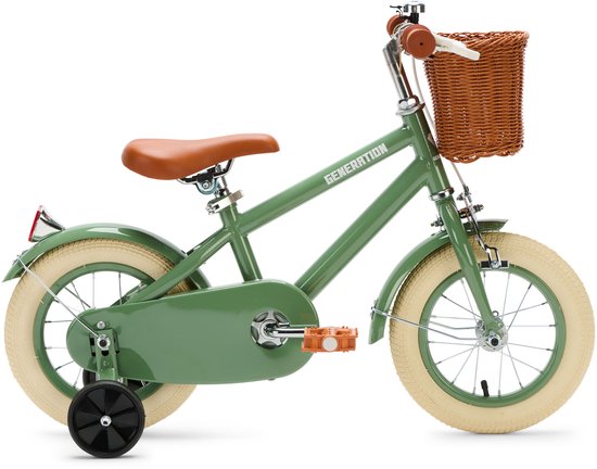 Generation Retro 12 inch Groen – Kinderfiets met Mandje van Generation