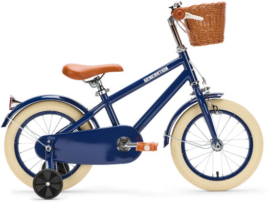 Generation Retro 14 inch Blauw – Kinderfiets met Mandje