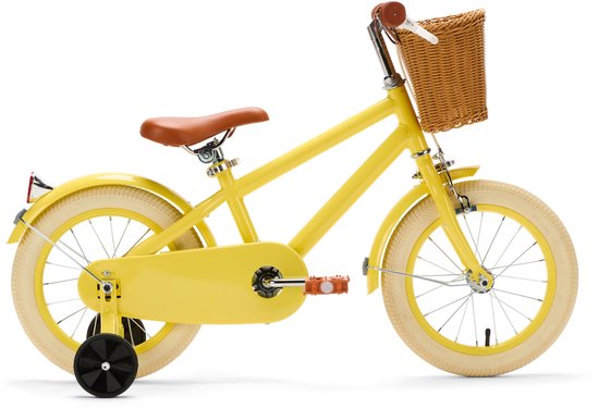 Generation Retro 14 inch Geel – Kinderfiets met Mandje van Generation
