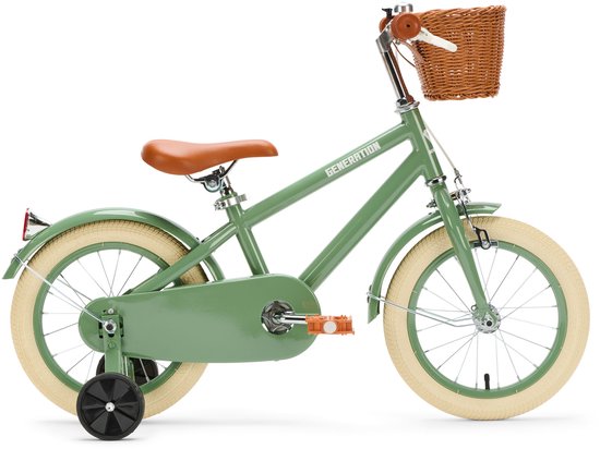 Generation Retro 14 inch Groen – Kinderfiets met Mandje