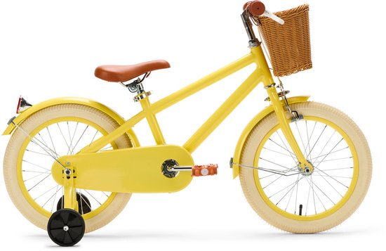 Generation Retro 16 inch Geel – Kinderfiets met Mandje van Merkloos