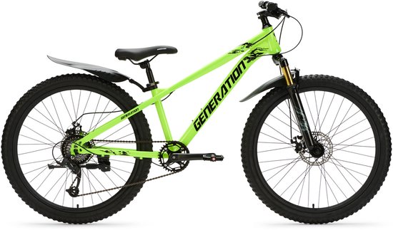 Generation X8 Mountainbike 26 inch - Neon Geel met Spatborden van TOM