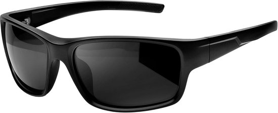 Gepolariseerde Sport Zonnebril - Wraparound Bril - Actief Buiten Leven - UV400 Bescherming - Ultralicht - Zwart