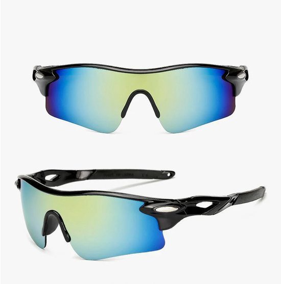 Gepolariseerde sportzonnebrillen voor mannen, vrouwen en jongeren, geschikt voor honkbal, fietsen, hardlopen, autorijden, vissen, golfen en motorrijden - Zonnebrillen met UV400-bescherming-zwart & blauw van Merkloos