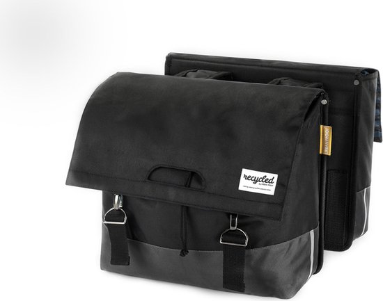 Gerecyclede dubbele fietstas Urban Proof - 2 x 27,5 Liter - L42xB19xH34 cm - zwart/grijs van Urban Proof