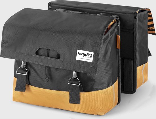Gerecyclede dubbele fietstas Urban Proof 40 liter - grijs/geel van Urban Proof