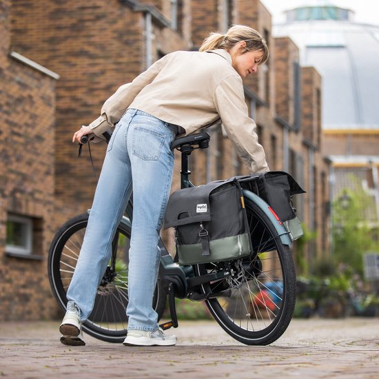 Gerecyclede dubbele fietstas Urban Proof 40 liter - groen/grijs van Urban Proof
