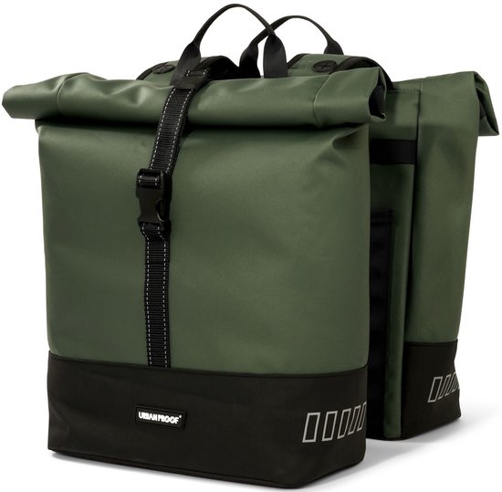 Gerecyclede dubbele fietstas Urban Proof Rolltop 38L 30 x 15 x 42 cm - Groen van Urban Proof