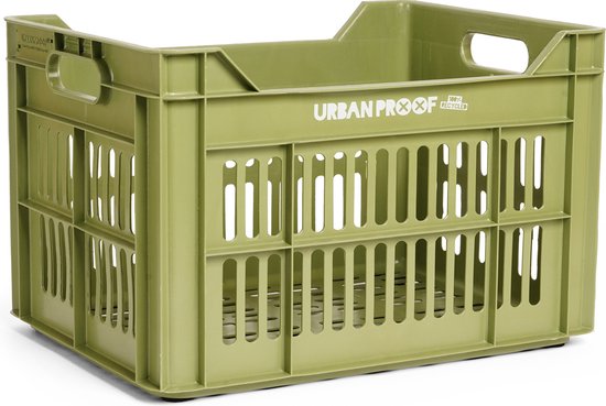 Gerecyclede Fietskrat Urban Proof 30 liter 40 x 30 x 25cm Olijfgroen van Merkloos