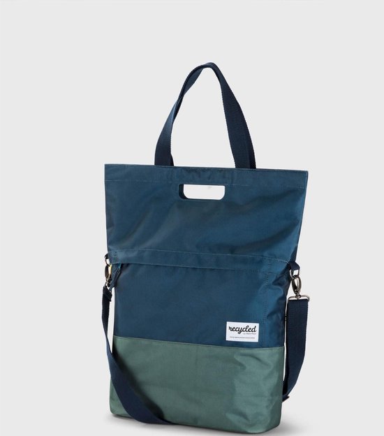 Gerecyclede shopper fietstas Urban Proof 20 liter - blauw/groen van Merkloos