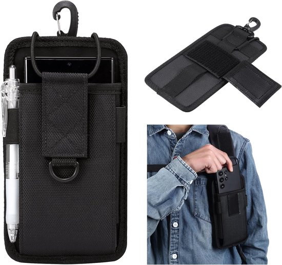 Geschikt voor iPhone 16 15 14 13 12 Pro XR Rugzak Strap Pouch, Rugzak Bevestiging Mobiele Telefoon Pouch Holster Riem Clip Houder Draagtas geschikt voor Galaxy S25, S24, S23 Plus, S22