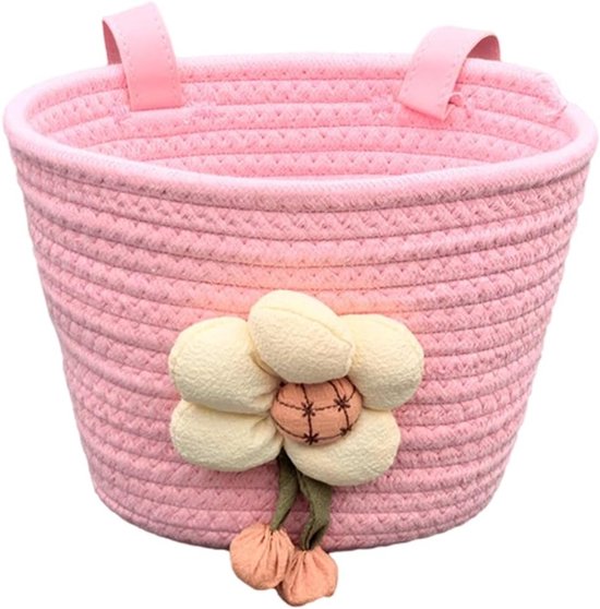 Gevlochten fietsmand van katoenen touw, opbergmand voor stuur, leuke accessoires voor fiets, scooter, kinderfiets, loopfiets van AdoraDouble